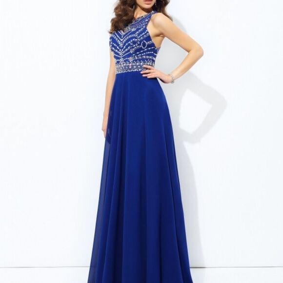 A-Line/Princess Beading Scoop Sleeveless Floor Length Dress 4 - Picture 3 of 9